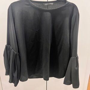 Zara Black Blouse with Bell Sleeves